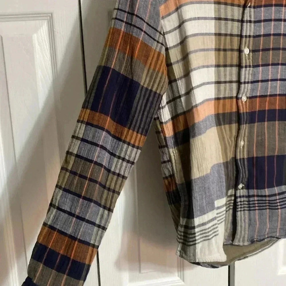 Banana Republic mens plaid cotton button down untucked slim fit shirt size SMALL - Picture 6 of 12